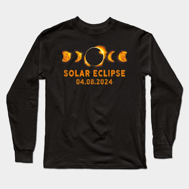 Total Solar Eclipse April 8 2024 Long Sleeve T-Shirt by SanJKaka